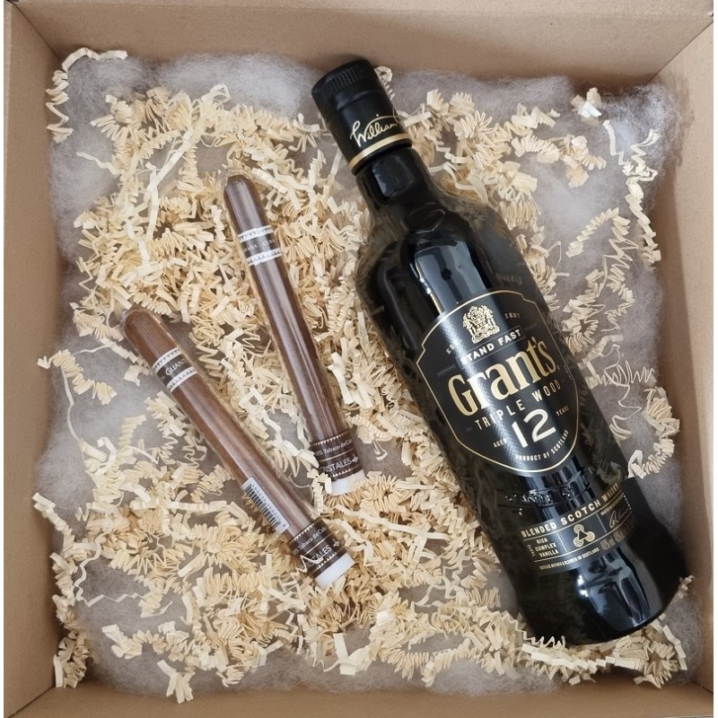 Zestaw prezentowy whisky Grant's 700 ml 12 YO+ 2 cygara Guantanamera Cristales