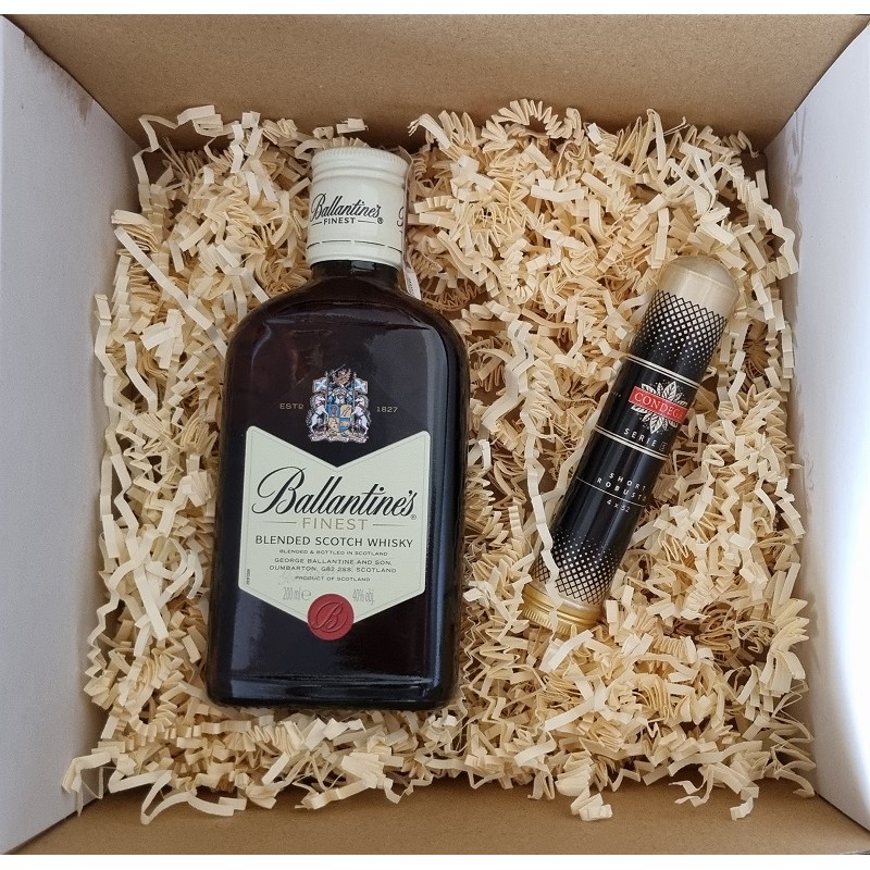 Zestaw prezentowy whisky BALLANTINE'S 200 ml+ cygaro Condega Short Robusto