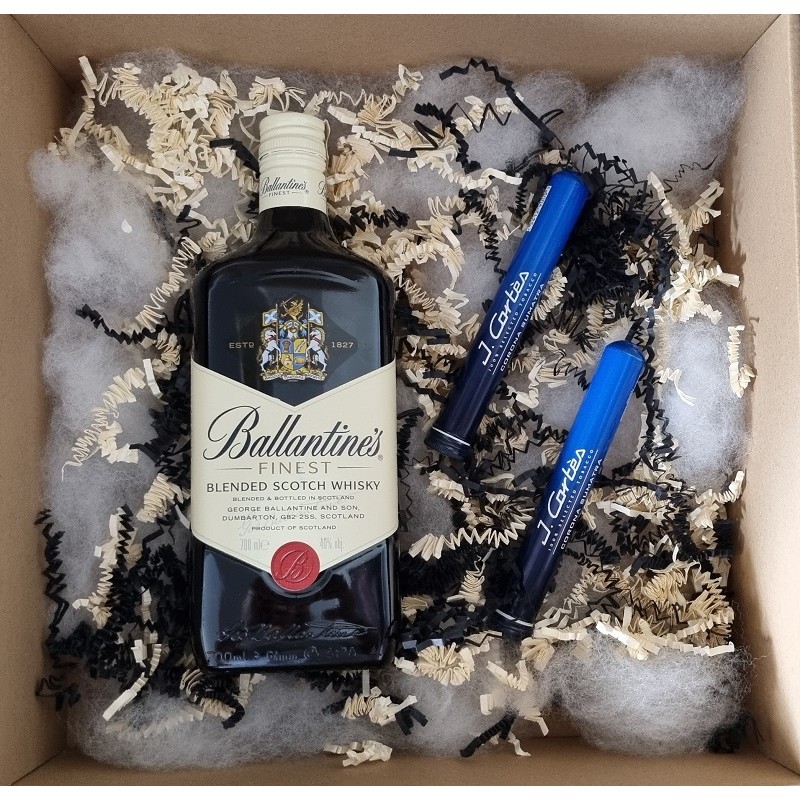 Zestaw prezentowy whisky BALLANTINE'S 700 ml+ 2 cygara J. Cortes Corona Sumatra