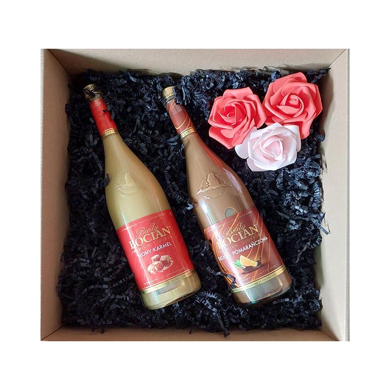 Zestaw prezentowy likier BIAŁY BOCIAN 500ml
